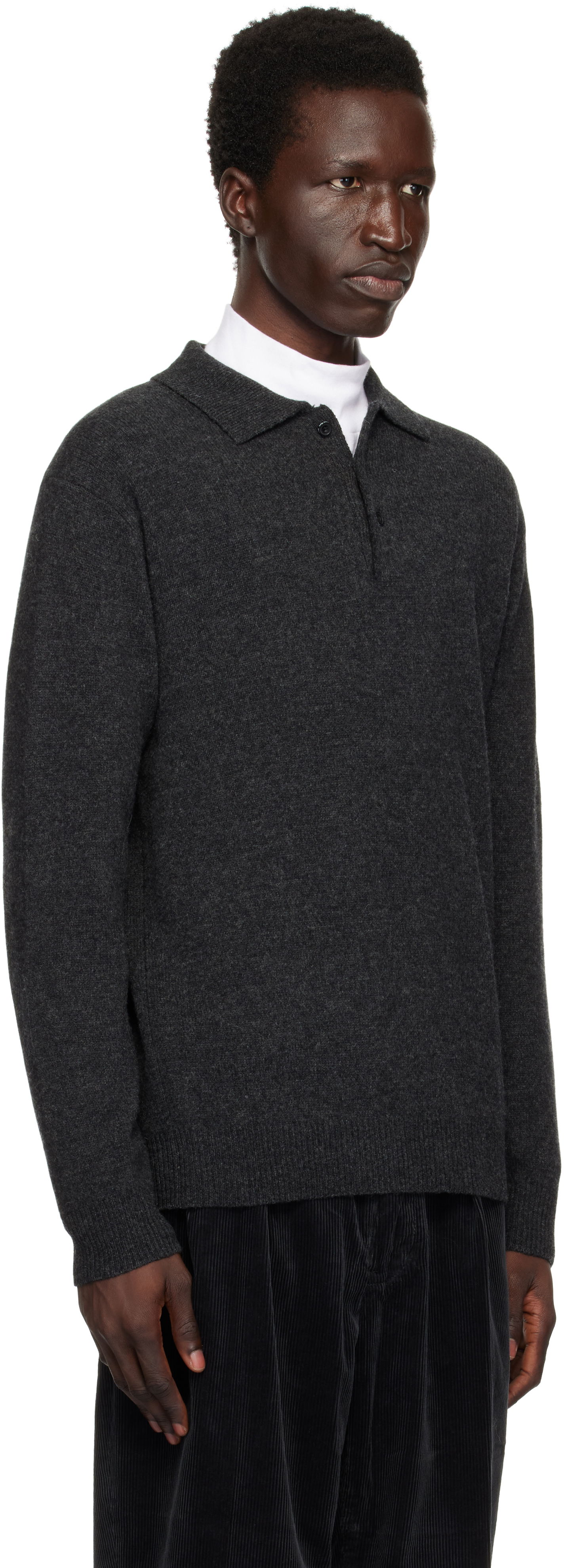 Sveter BEAMS BEAMS PLUS Knit Polo Šedá | 38120004103, 1
