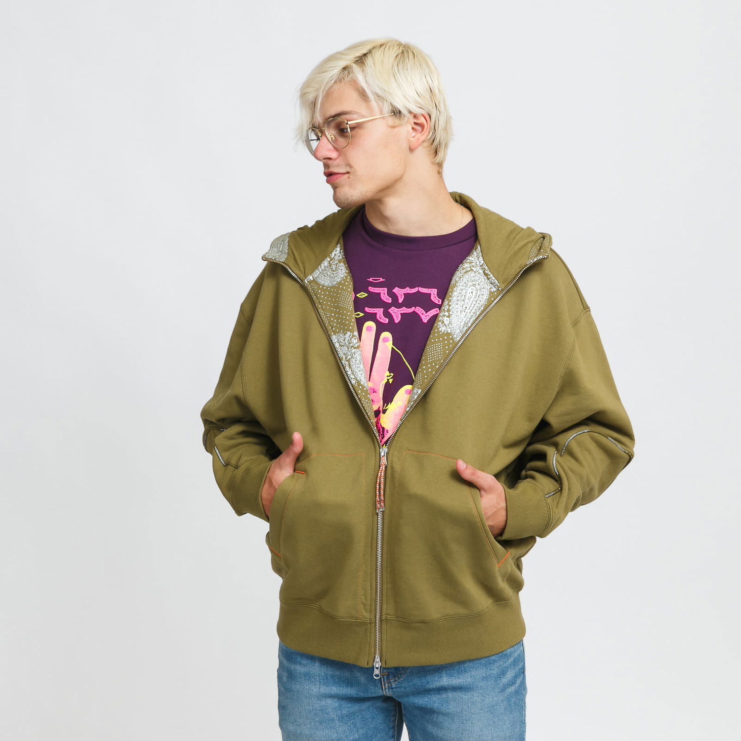 Mikina Converse Paria Farzaneh x Full Zip Hoodie Zelené | 10022623-A02, 0