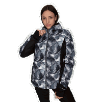 LORA Patterned Padded Hooded Ski Jacket