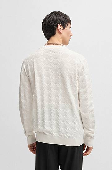 Sveter BOSS Argyle Sweater Biela | 50536694, 1