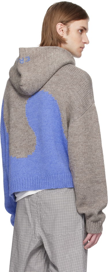 Sveter ERL ERL Bicolor Swirl Knit Hoodie Modrá | ERL10N009, 2