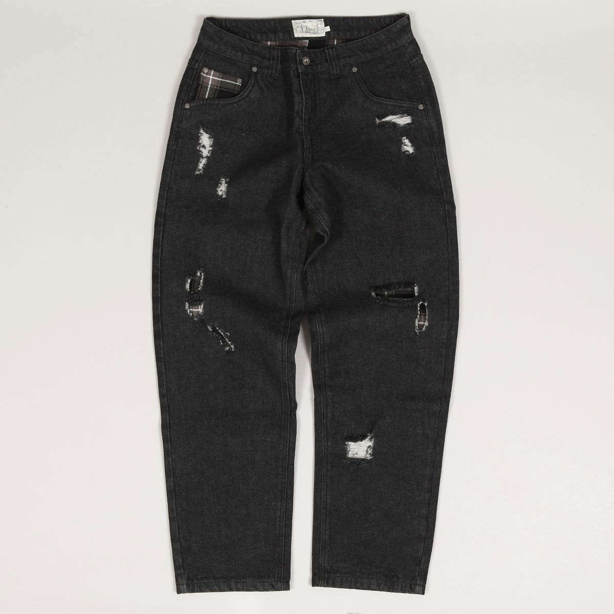 Baggy Denim Pants with Ripped Detailing