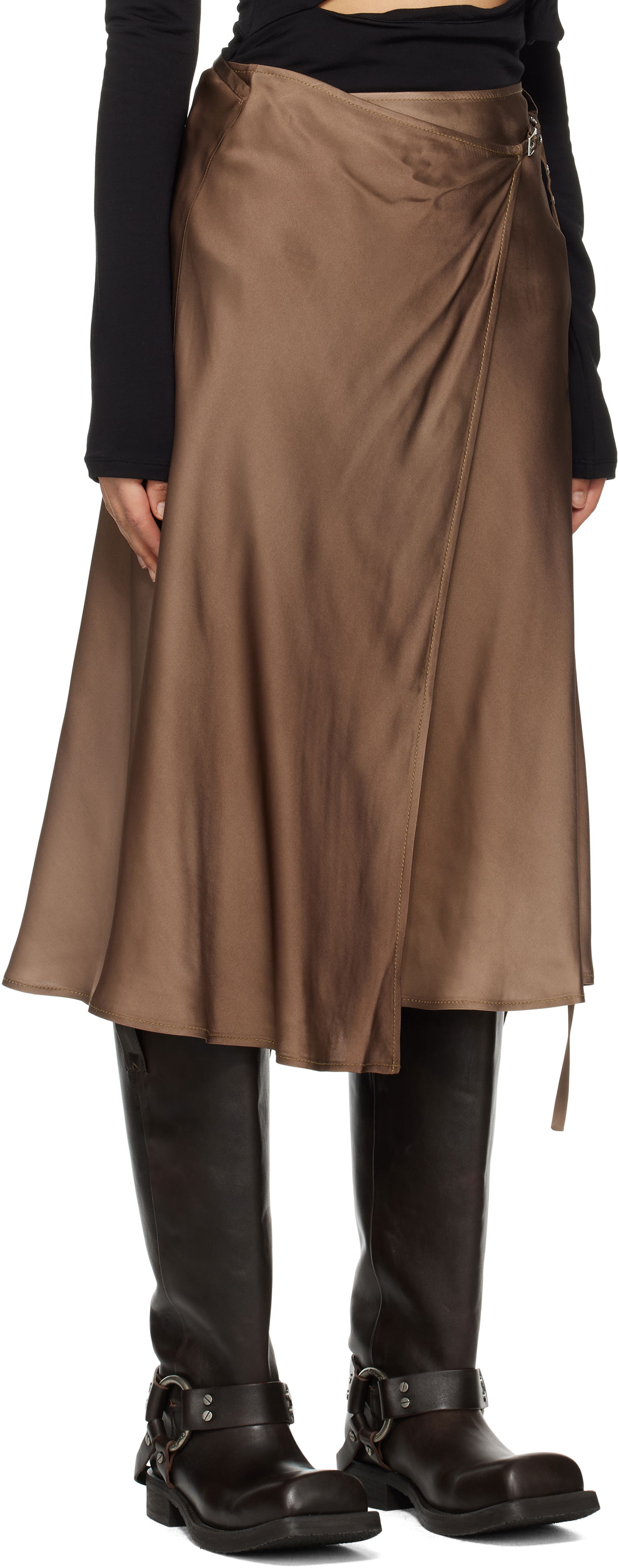 Sukňa Acne Studios Acne Studios Satin Wrap Midi Skirt Hnedá | AF0509-, 1