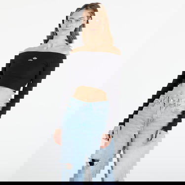 Crop Top adidas Performance ESSENTIALS Rib Off Shoulder Long Sleeve Crop Top Čierna | KE3150, 4