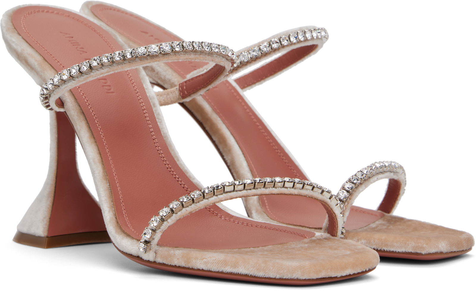 Amina Muaddi Gilda Crystal-Embellished Velvet Heeled Sandals