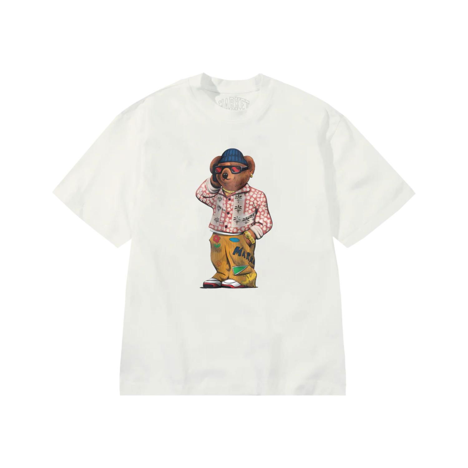 Tričko MARKET Folk Fitted Bear T-Shirt Unbleached Cotton Biela | SS0196-COTTON, 0