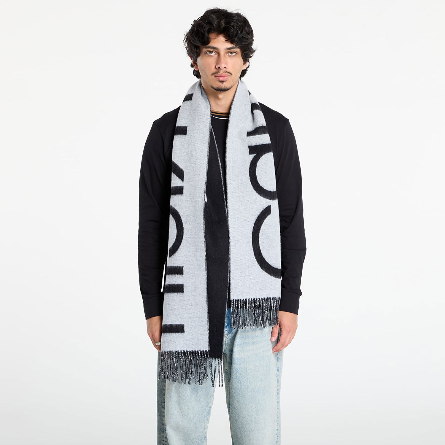Šál CALVIN KLEIN Calvin Klein Bold Logo Brushed Scarf Šedá | LV04D8026G UB1, 0