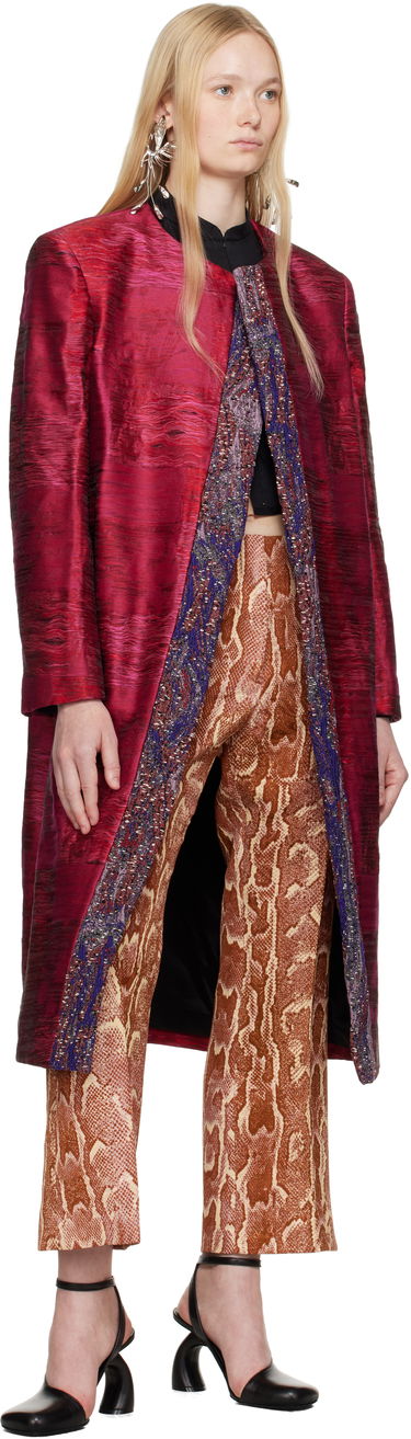 Kabáty Dries Van Noten Dries Van Noten Jacquard Panel Coat Červená | 251-010222-1544, 3