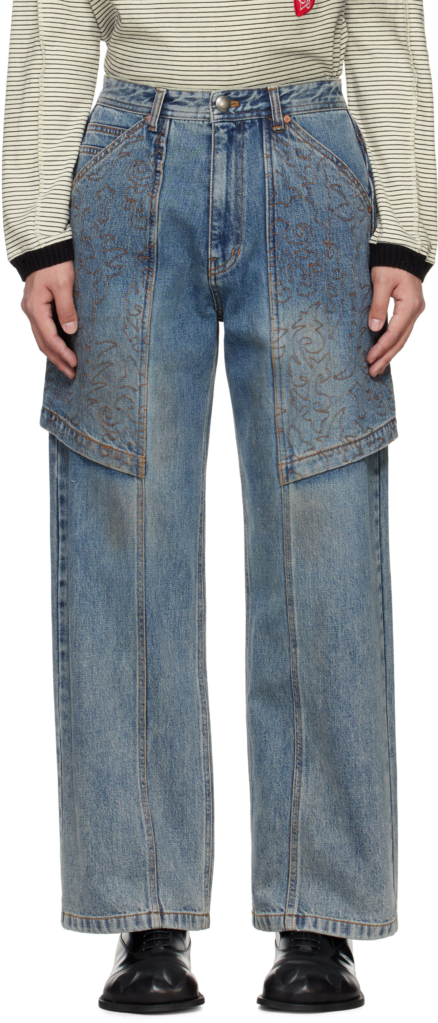 Džínsy Andersson Bell Andersson Bell Embroidery Wrap Jeans Modrá | apa782m, 0