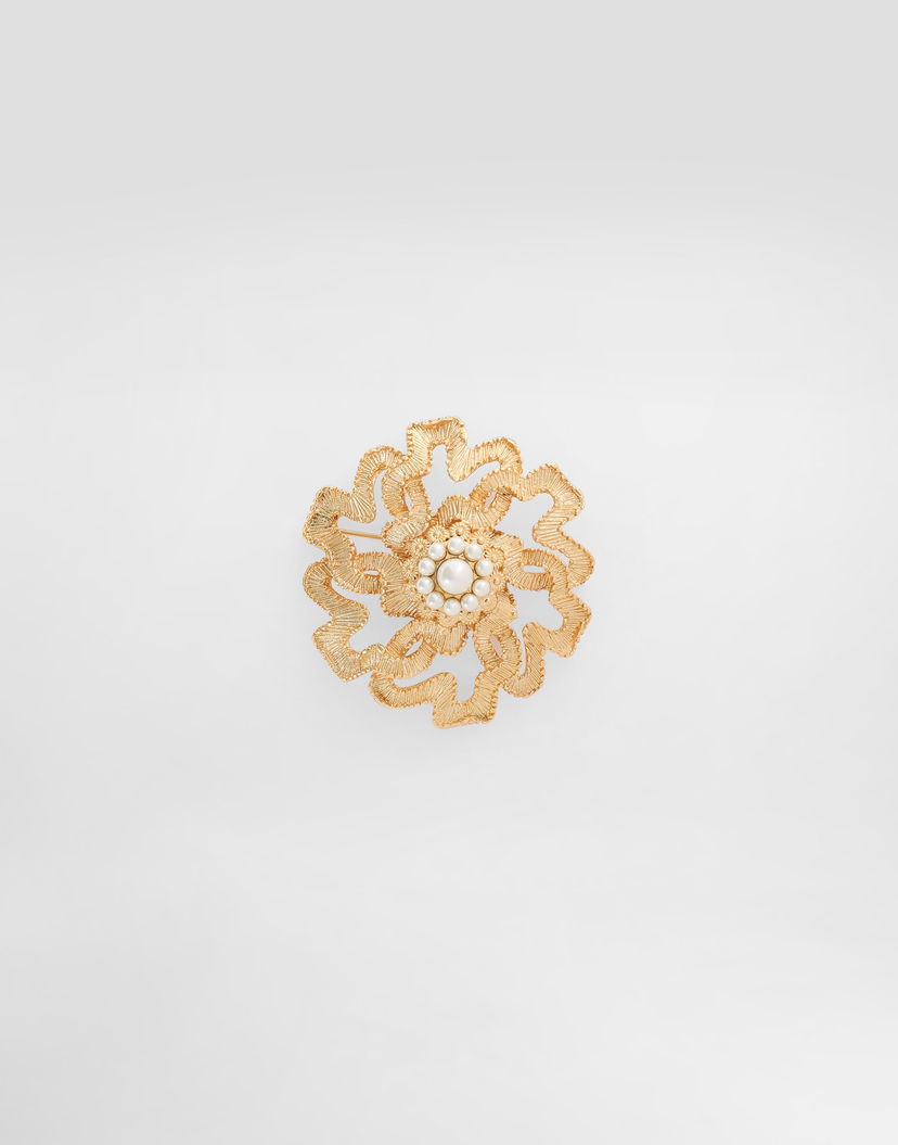 Spona Dolce & Gabbana Dolce & Gabbana Sicilian Gentlemen Gold-Tone & Faux Pearl Brooch Metalická | WPR5S3W1111ZOO00
