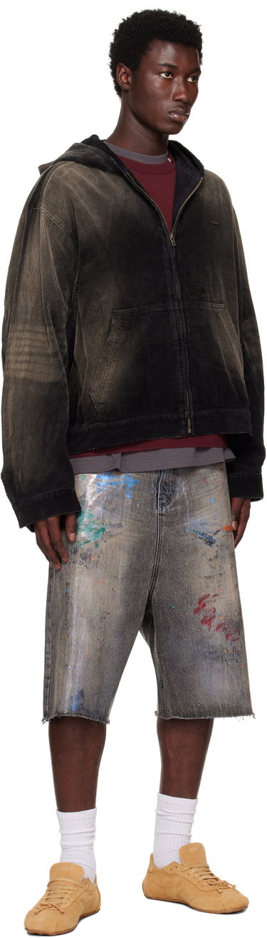 Bunda We11done We11done Vintage Wash Corduroy Zip-Up Hoodie Čierna | WD-DJ2-25-318-U-BK, 3