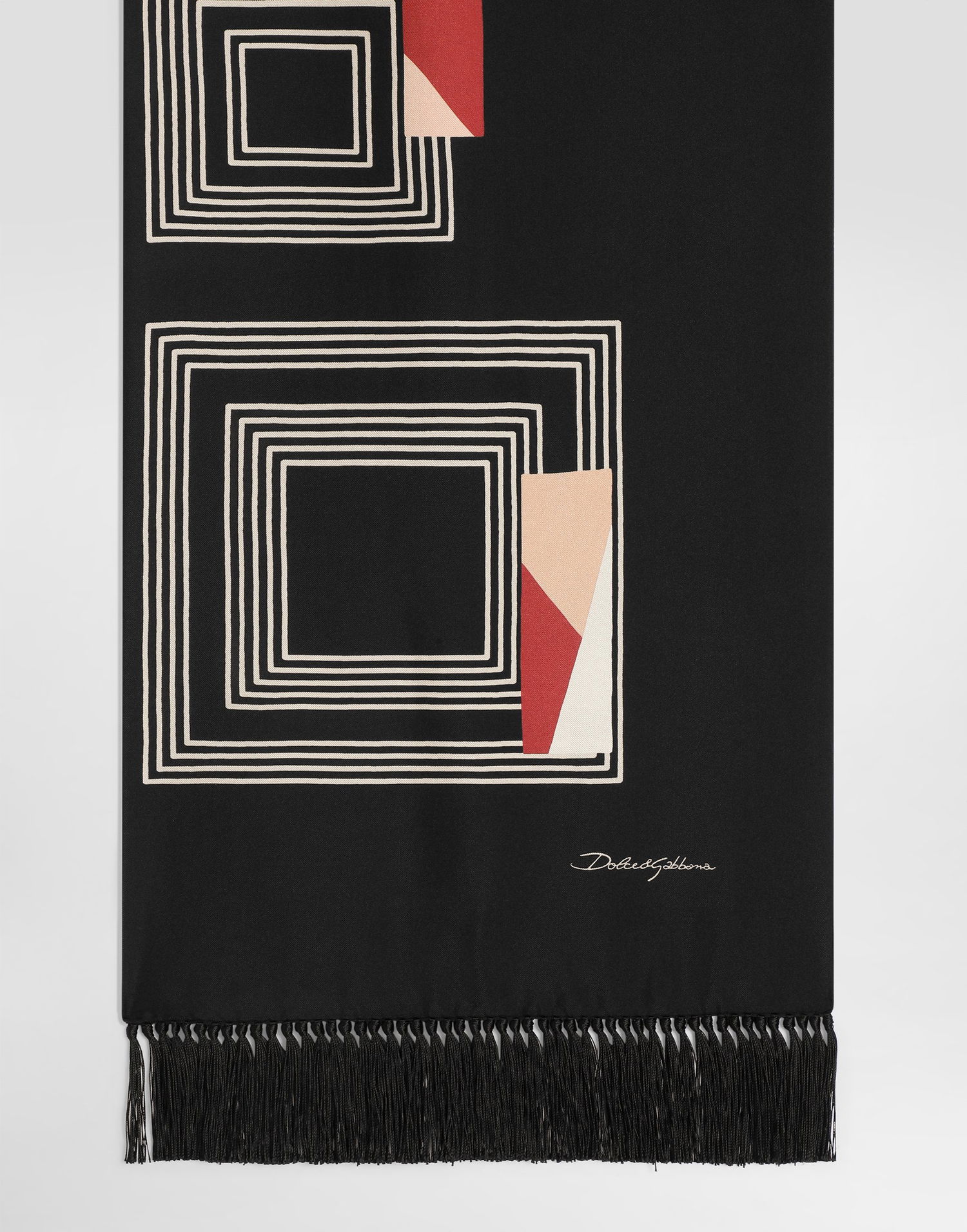 Šál Dolce & Gabbana Fringed Vintage-print Twill Scarf Čierna | GQ386EG0WWWN0000, 1
