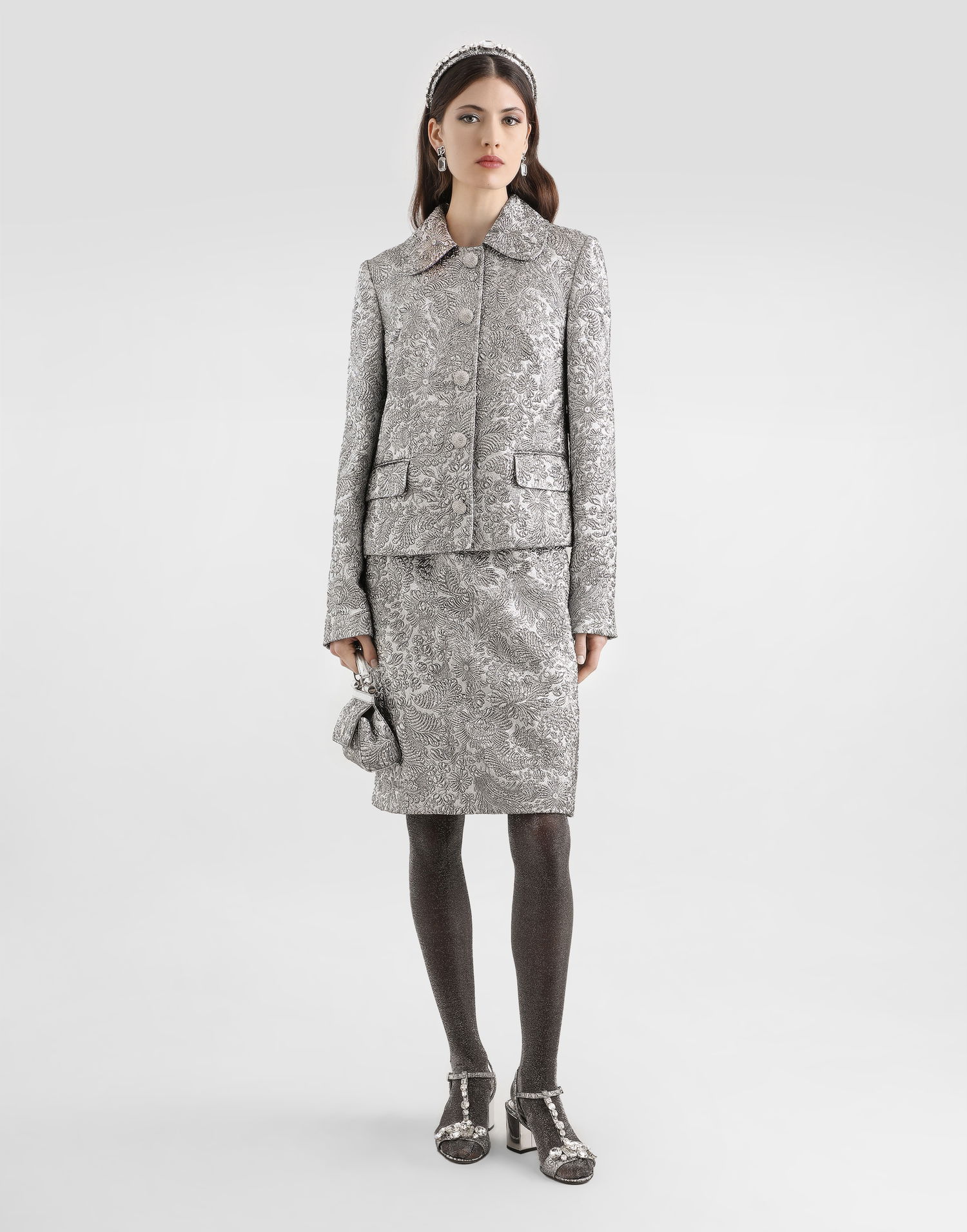 Sukňa Dolce & Gabbana Dolce & Gabbana Lamé Floral Jacquard Midi Skirt Metalická | F4DAGTFJZALS0998, 1