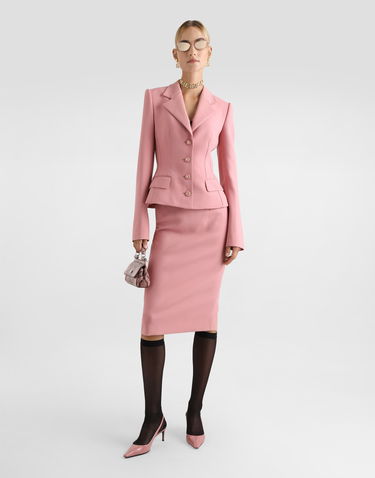 Sukňa Dolce & Gabbana Dolce & Gabbana Calf-Length Wool Pencil Skirt with DG Logo Ružová | F4CJGTFU2L8F0473, 1