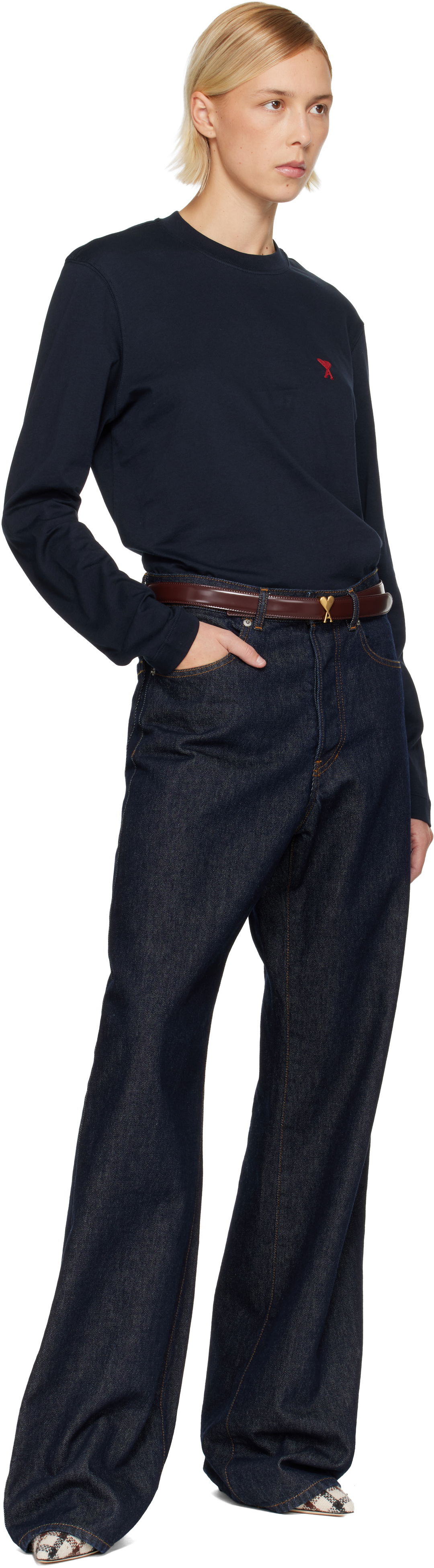 Opasok AMI Ami de Coeur Heart Buckle Patent Leather Belt Vínová | H25UBL209.AL0139, 1