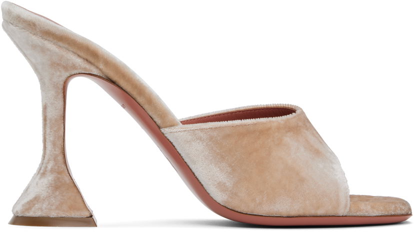 Tenisky a topánky Amina Muaddi Lupita Slipper Heeled Sandals Béžová | LUPITA SLIPPER VELVET