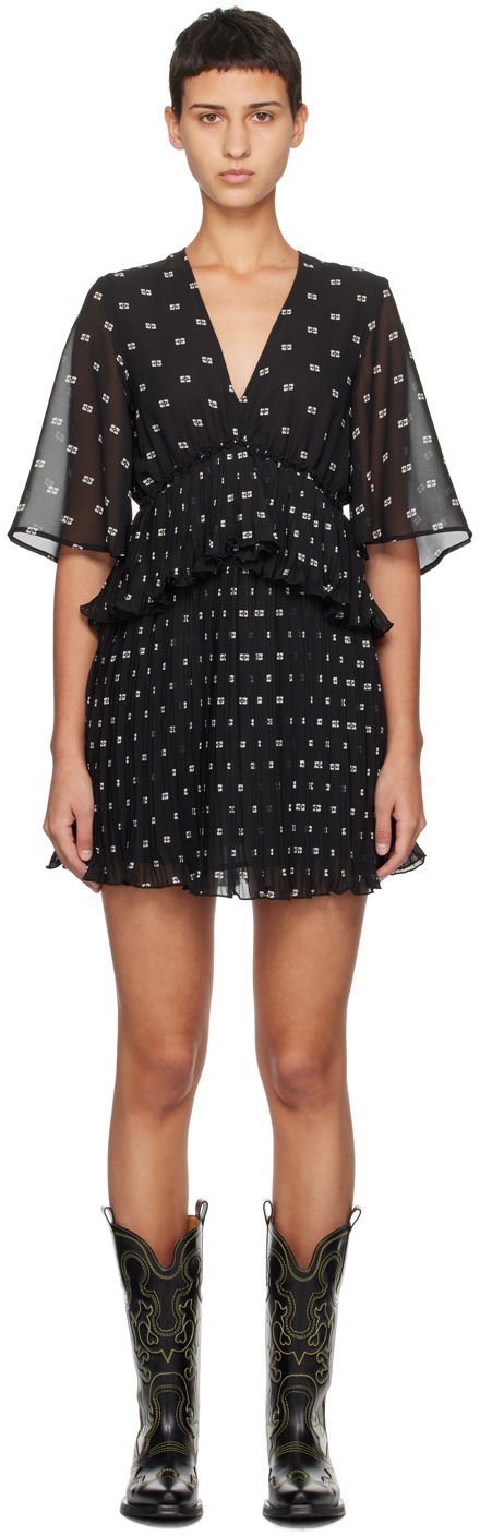 Šaty GANNI Pleated Minidress Čierna | F8832, 0