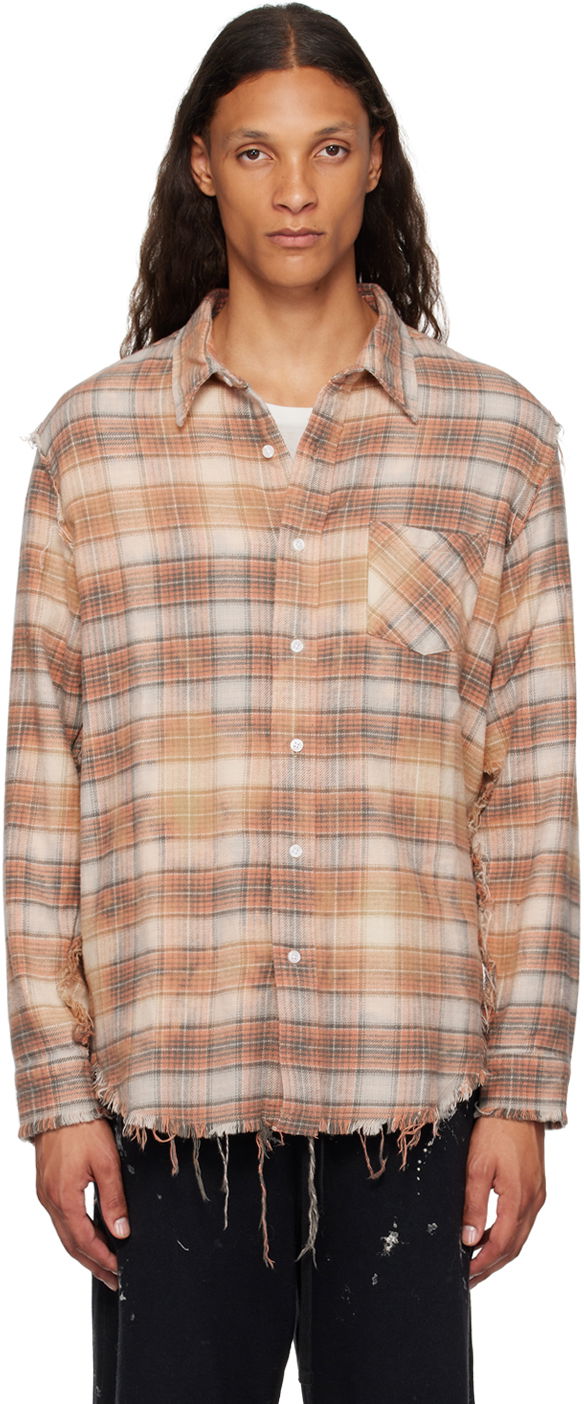 Košeľa R13 R13 Shredded Seam Plaid Shirt Oranžová | R13MR008-R389B, 0