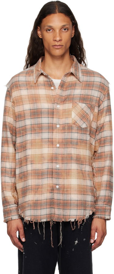 Košeľa R13 R13 Shredded Seam Plaid Shirt Oranžová | R13MR008-R389B, 0