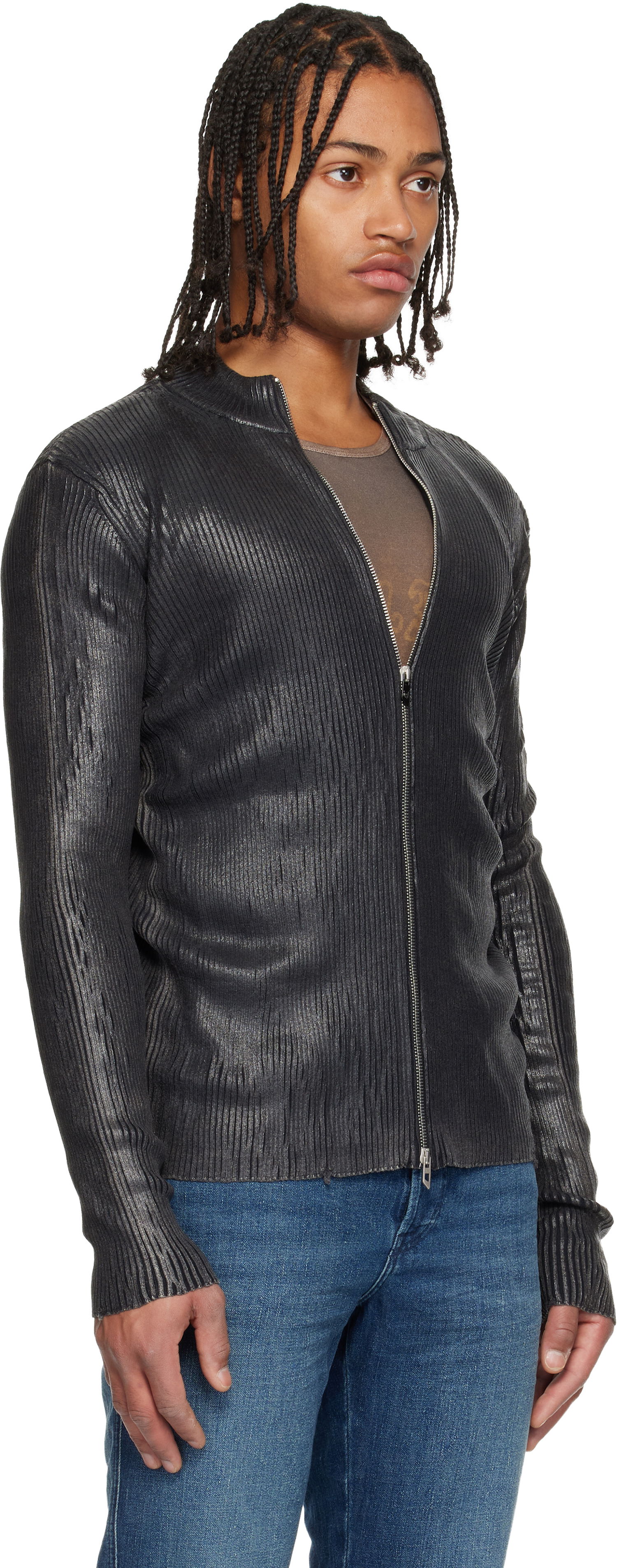 Bunda Diesel K-Dargy-D Ribbed Zip-Up Jacket Čierna | A19472-0JLBA-900A, 1