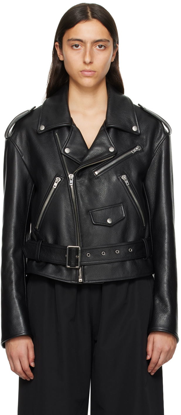 Bomber bunda We11done We11done Women's Leather Biker Jacket Čierna | WD-R53-23-130-W-BK, 0