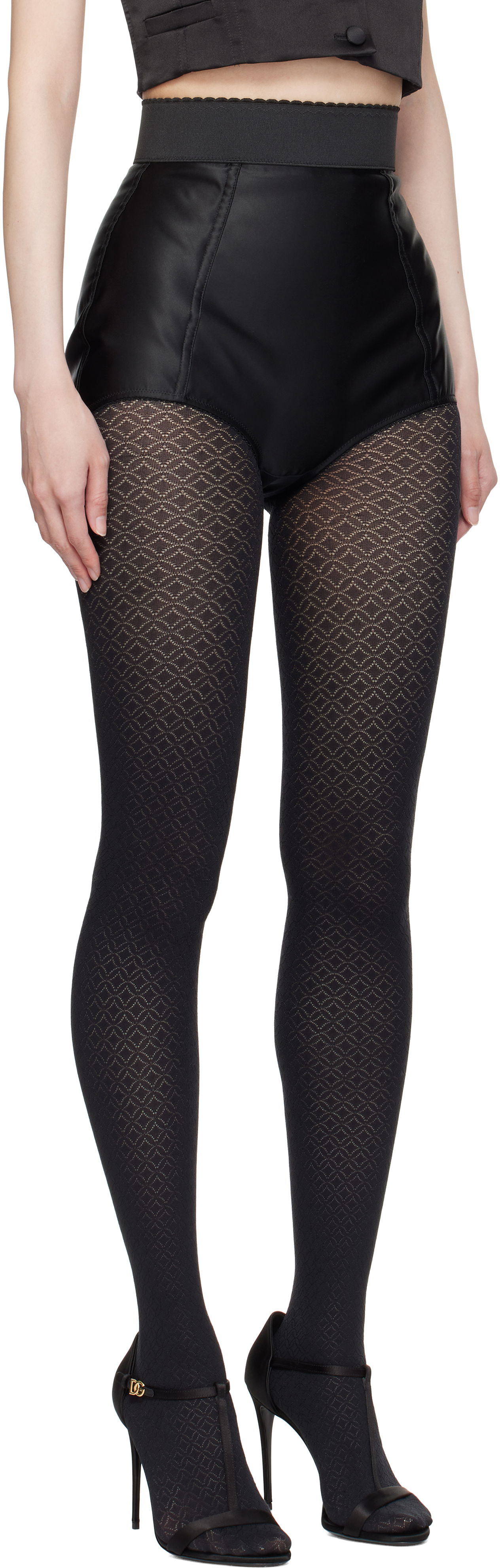 Ponožky Dolce & Gabbana Dolce&Gabbana Marquisette High-Waisted Shorts Čierna | FTAG1T GDCMX, 1