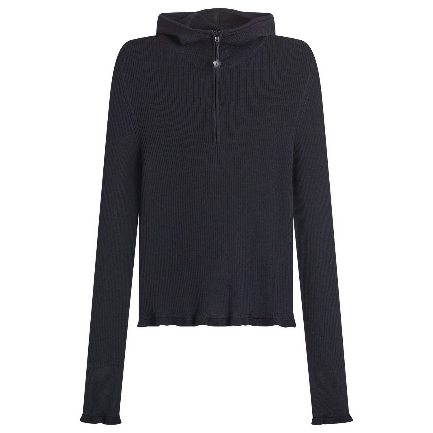 Mikina Cecilie Bahnsen Cecilie Bahnsen Belma Merino Knit Ribbed Hoodie Čierna | 425KNI50006, 0