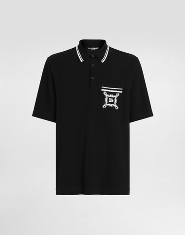 Polo tričko Dolce & Gabbana Dolce & Gabbana Cotton Polo Shirt with DG Logo Patch Čierna | G8SN2ZG7N8MN0000, 0