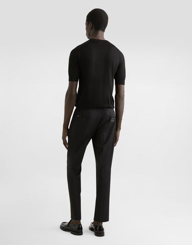 Sveter Dolce & Gabbana Dolce & Gabbana Silk Round-Neck Sweater with DG Embroidery Čierna | GXX03ZJBSK3N0000, 2