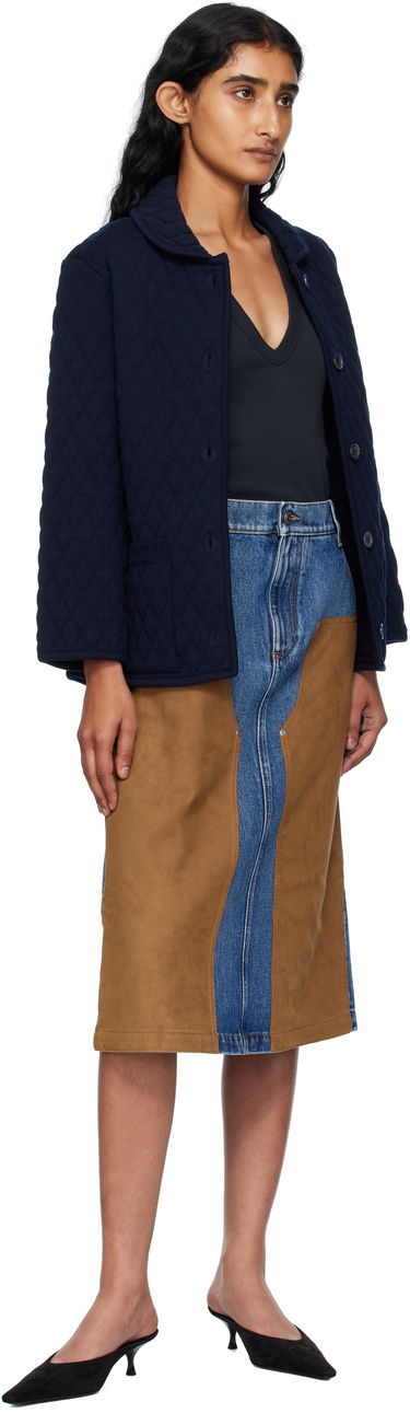 Sukňa Stella McCartney Stella McCartney Mixed Denim & Faux-Suede Midi Skirt Modrá | 6D04043SQH25, 3