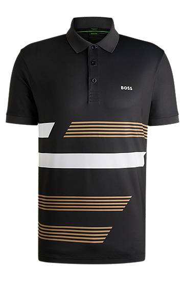 Polo tričko BOSS BOSS Paddy Stretch Jersey Polo Shirt with Stripe Print Čierna | 50536785, 0