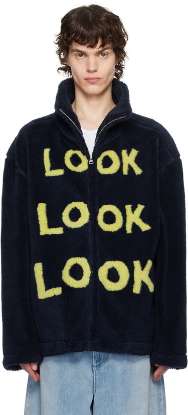 Sveter JW Anderson JW Anderson 'Look Look Look' Fleece Zip-Up Jacket Navy | JK0361-PG1711, 0