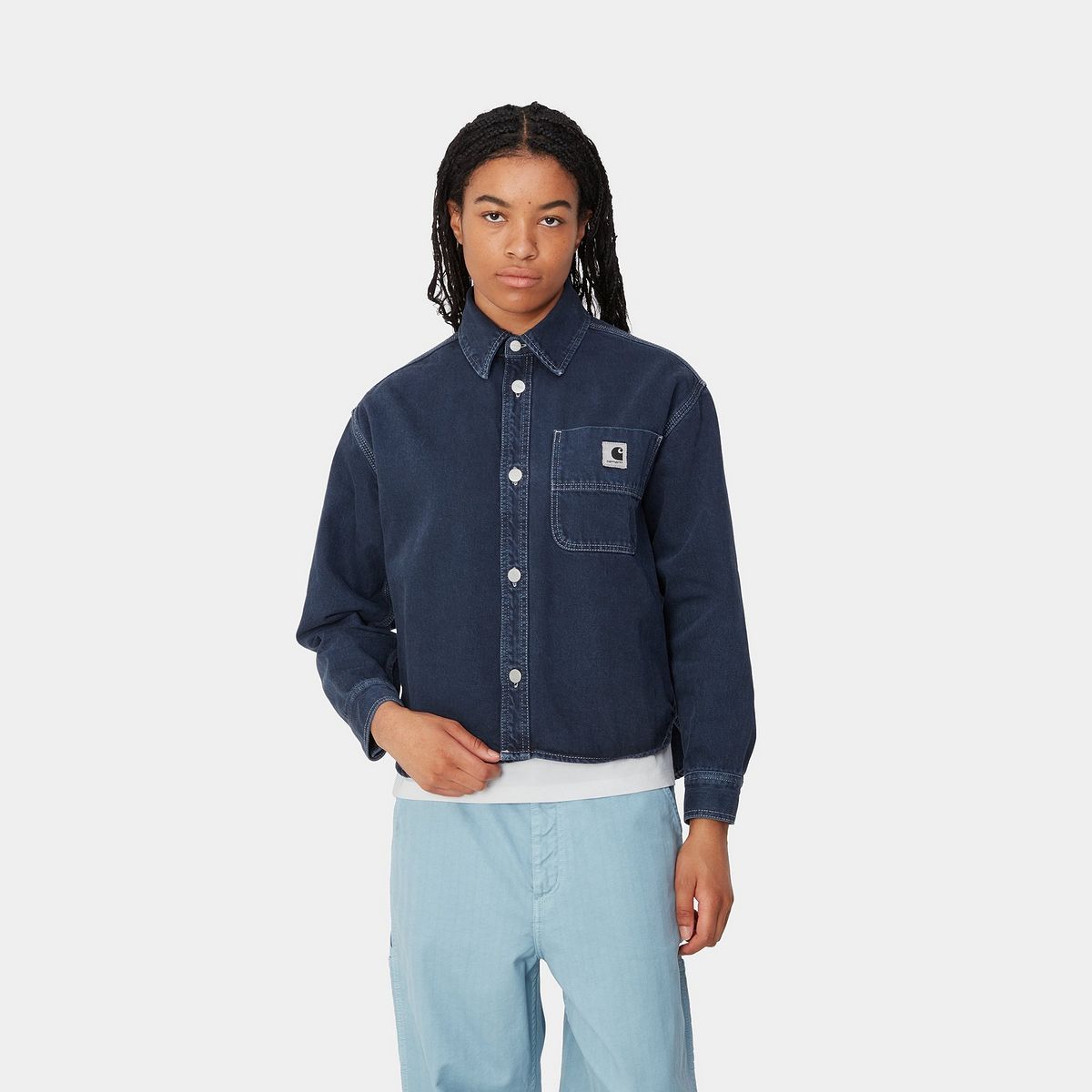 Košeľa Carhartt WIP Georgia Denim Shirt Jacket Modrá | I033747_9, 0