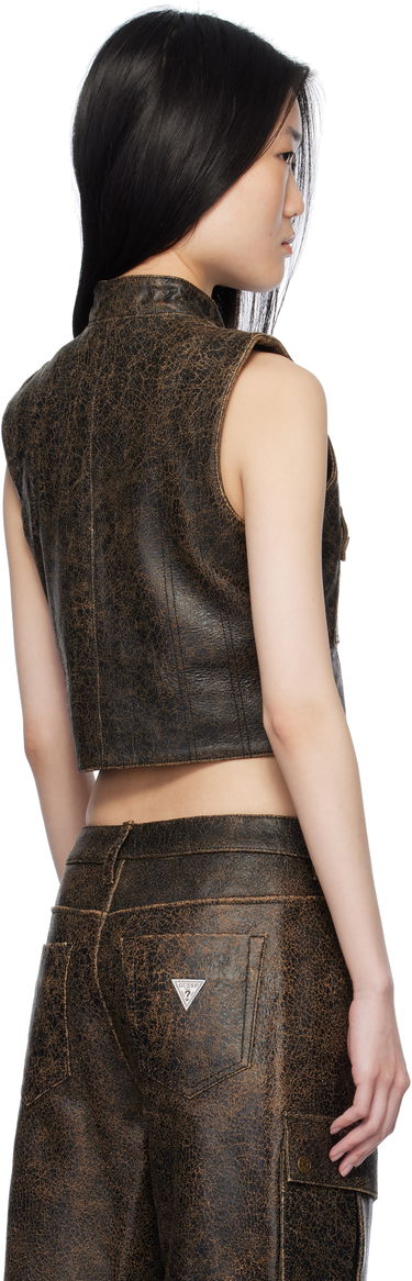 Vesta GUESS GUESS Crackled Leather Vest Hnedá | W4BH16L0R10, 2