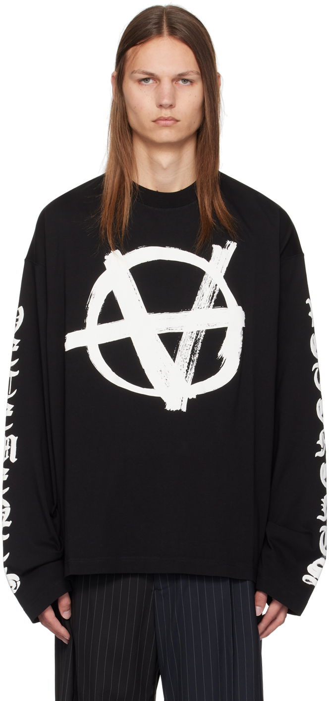 Tričko VETEMENTS Black Anarchy Long Sleeve T-Shirt Čierna | UA65LS650B, 0