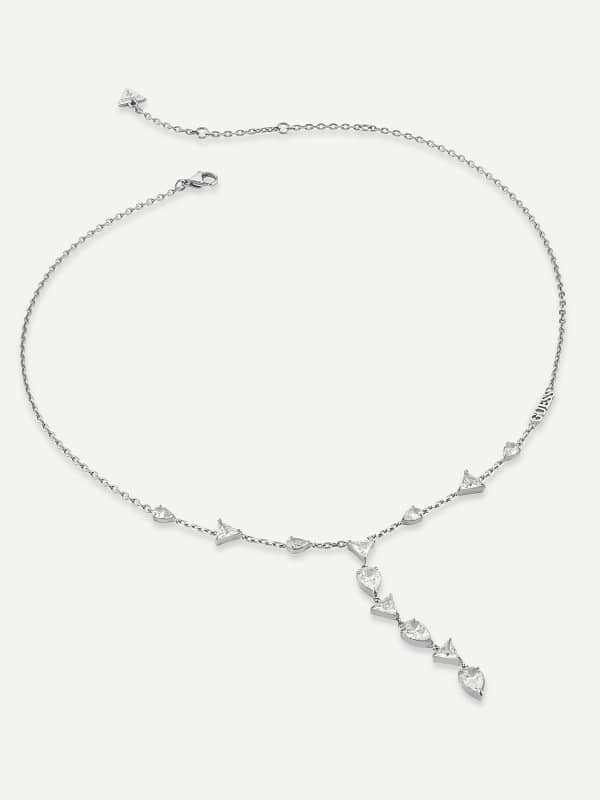 Náhrdelník GUESS Silver Y-Drop Necklace With Crystals Metalická | JUBN04408JW, 0