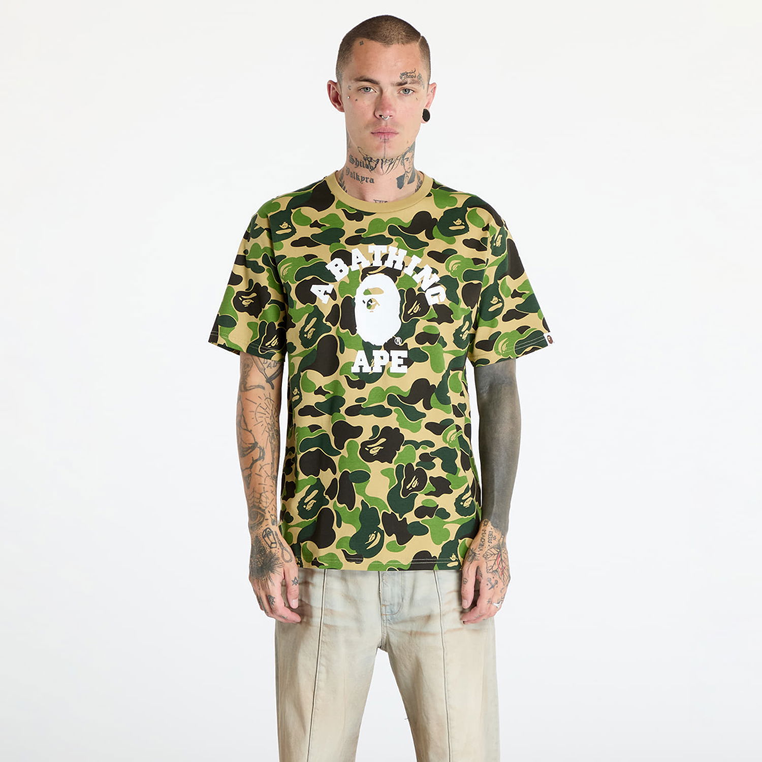 Tričko BAPE A BATHING APE Abc Camo College Tee Green Zelené | 001CSK801007M GRN, 0