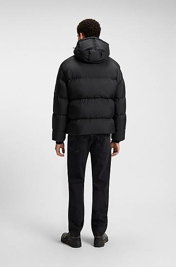 Prešívaná bunda BOSS Oversized-fit Hooded Puffer Jacket in Crinkle Ripstop Čierna | 50543618, 1