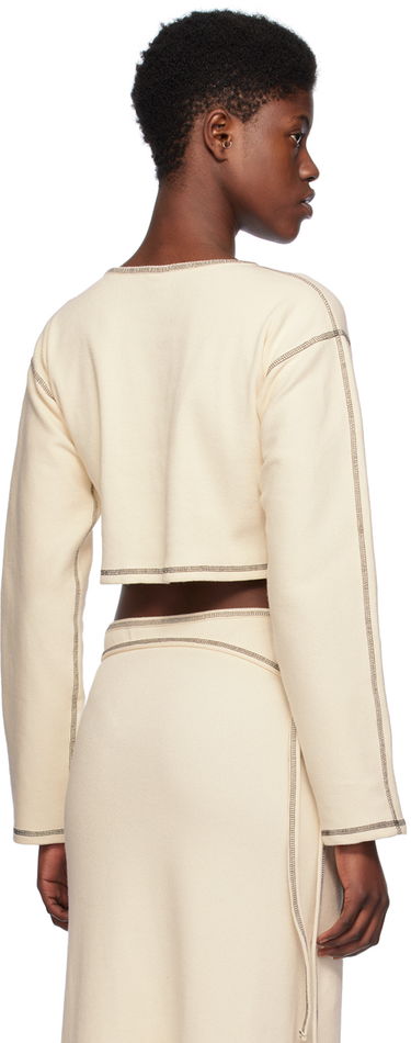 Crop Top Baserange Garble Exposed Seam Long Sleeve Cropped T-Shirt Biela | FLGTO-RIB-SP24, 2