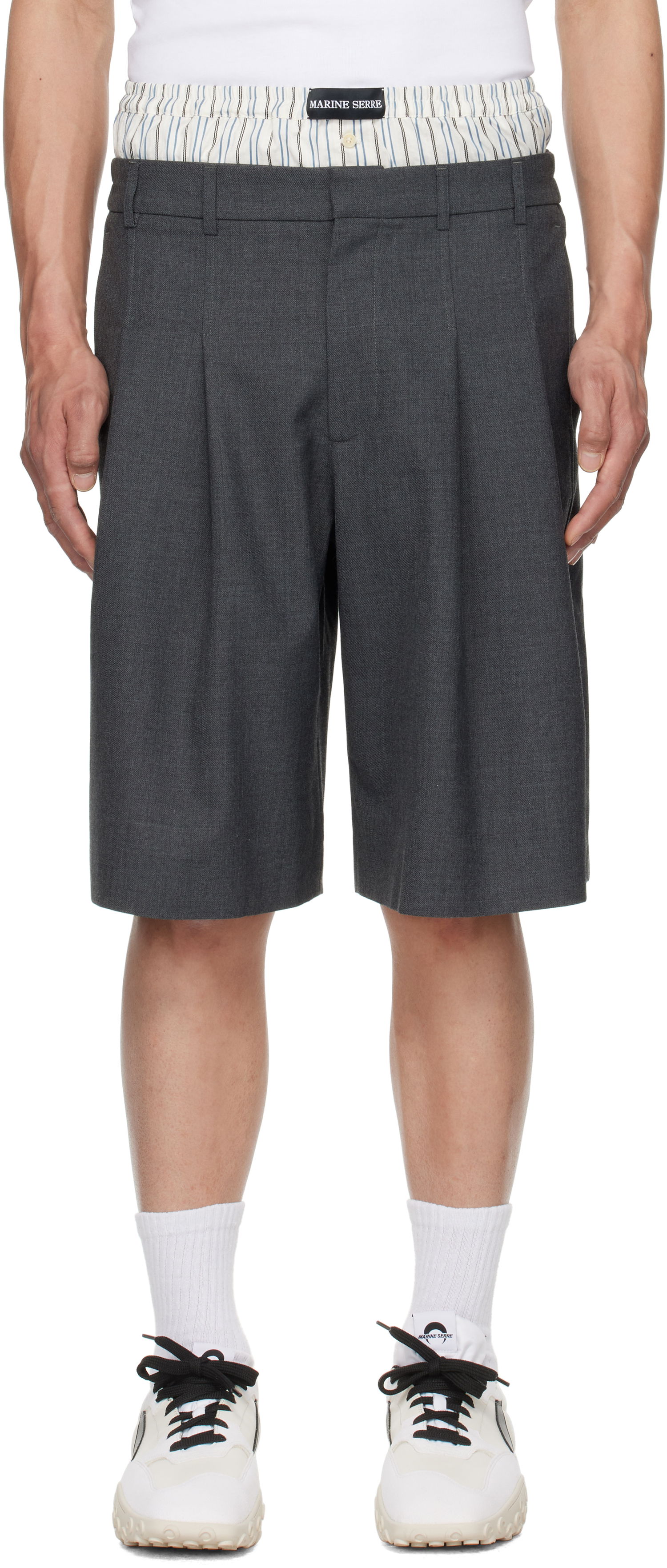 Šortky Marine Serre Marine Serre Regenerated Tailoring Shorts Šedá | MSH010A DWOV0057, 0
