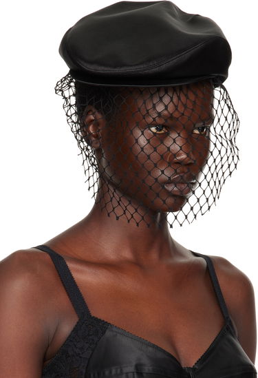 Baretka Dolce & Gabbana Silk Satin Flat Cap with Veil Čierna | FH664A GDCRR, 1