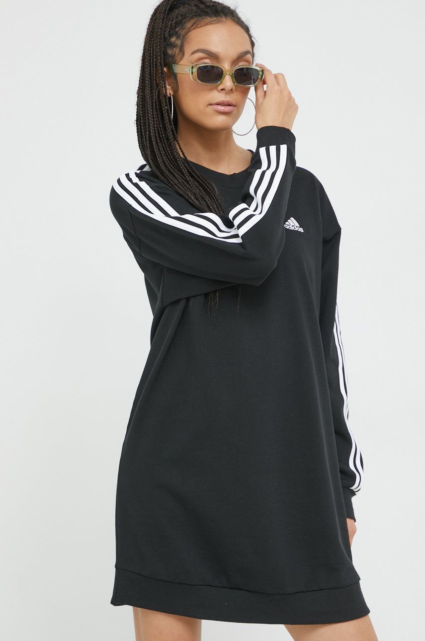 Šaty adidas Originals Three Stripe Sweatshirt Dress Čierna | HL4429, 0