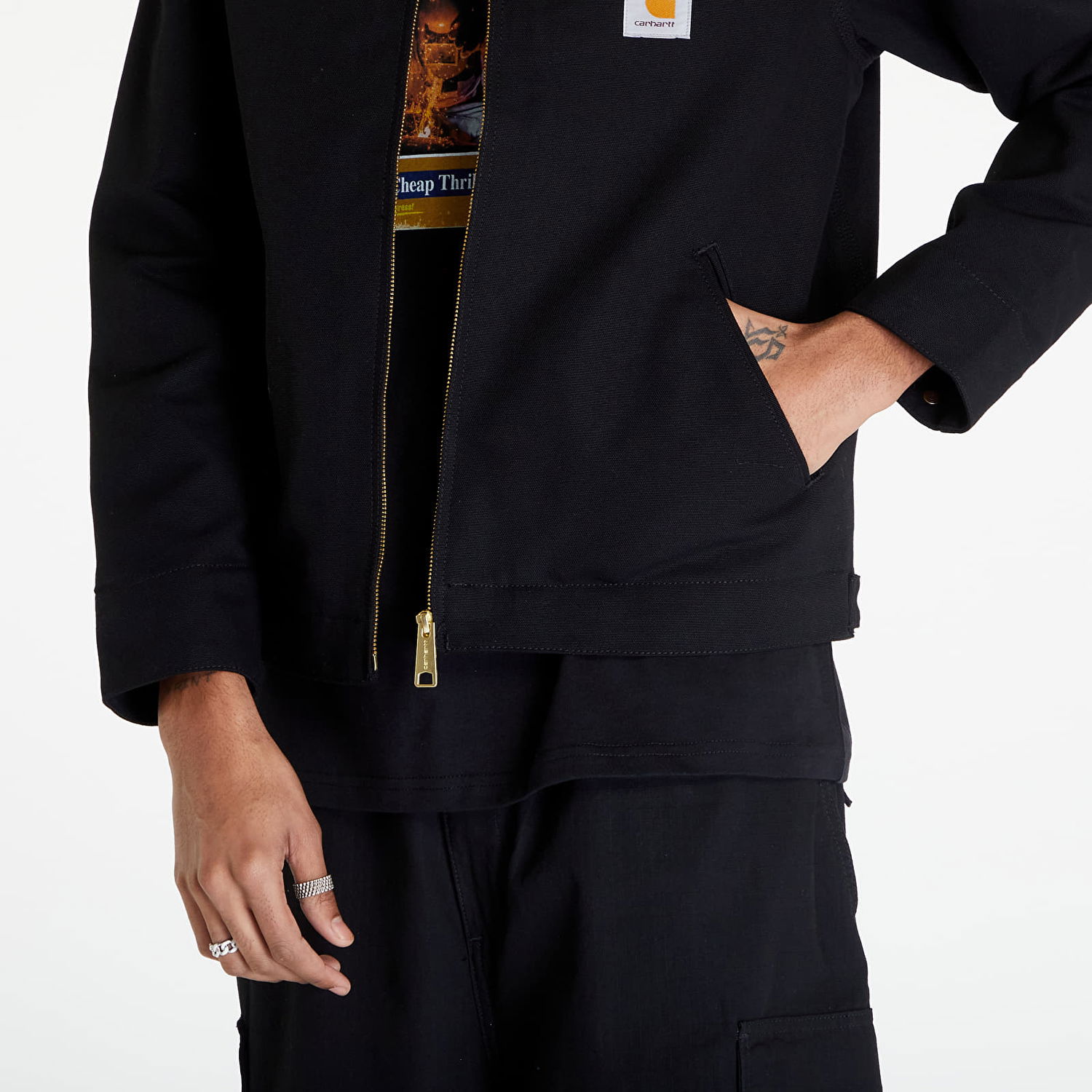 Bunda Carhartt WIP Detroit Jacket "Zeus / Black rigid" Šedá | I032940_1YM_01, 1