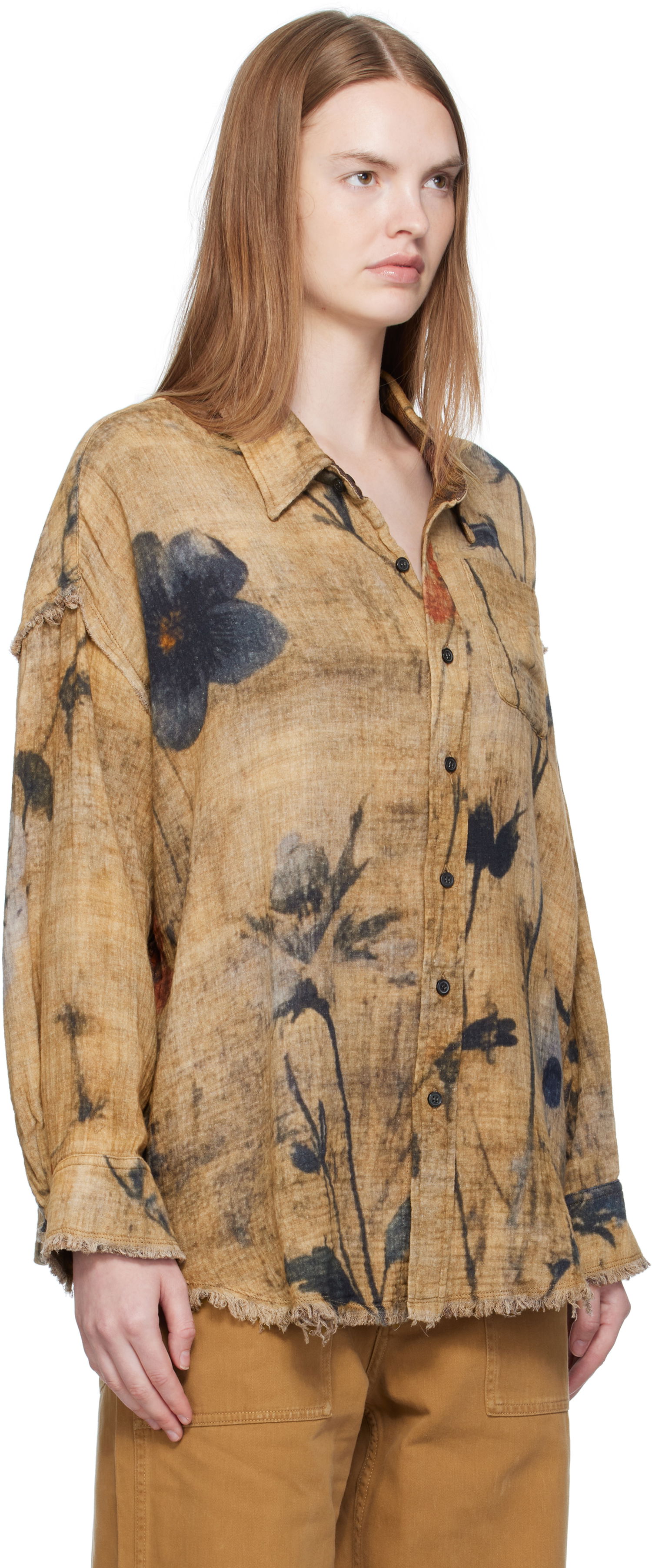 Košeľa R13 R13 Drop Neck Reversible Shirt Hnedá | R13WR463-R583B, 1