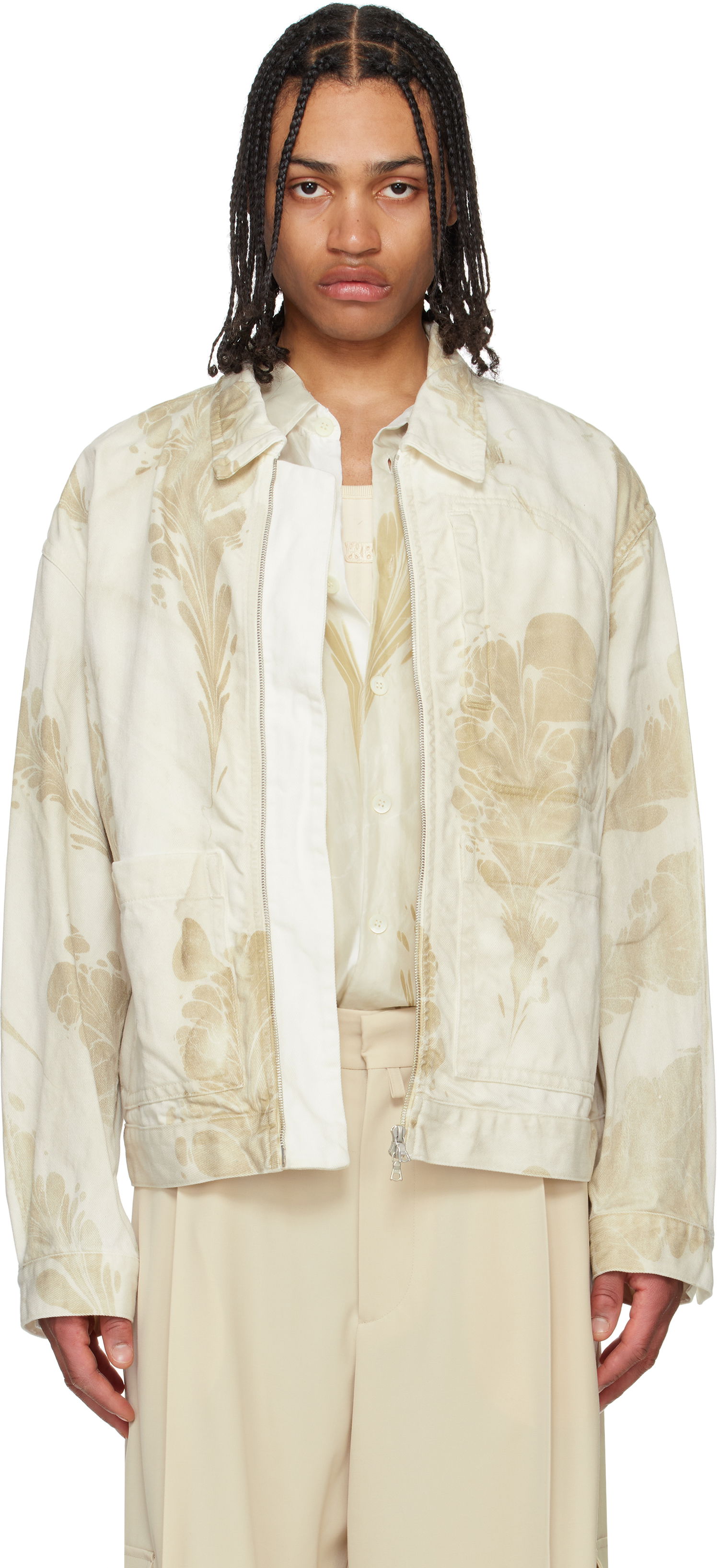 Bomber bunda Dries Van Noten Dries Van Noten Printed Jacket Béžová | 251-020550-1556, 0