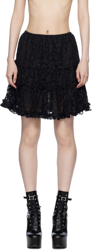 Sukňa Anna Sui Shadow Blossom Tiered Miniskirt Čierna | 1025M10, 0