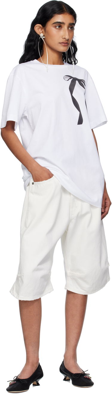 Tričko Simone Rocha Simone Rocha Ribbon Bow Tail T-shirt Biela | 5195P55-W 0569, 3