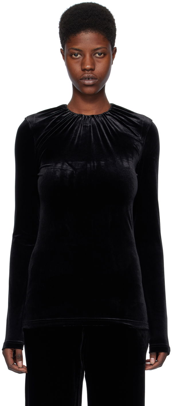 Tričko TOTEME Gathered Long Sleeve T-Shirt Čierna | 241-WRT1062-FB0078, 0