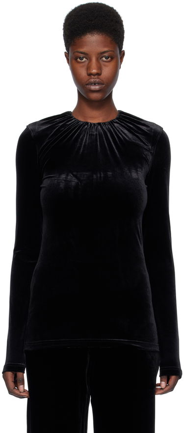 Tričko TOTEME Gathered Long Sleeve T-Shirt Čierna | 241-WRT1062-FB0078, 0