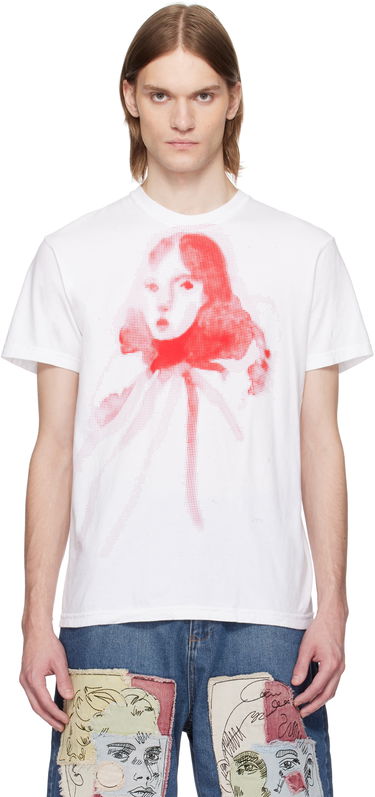Tričko KidSuper KidSuper Halftone Girl Face T-Shirt Biela | SS25-TEE-02, 0